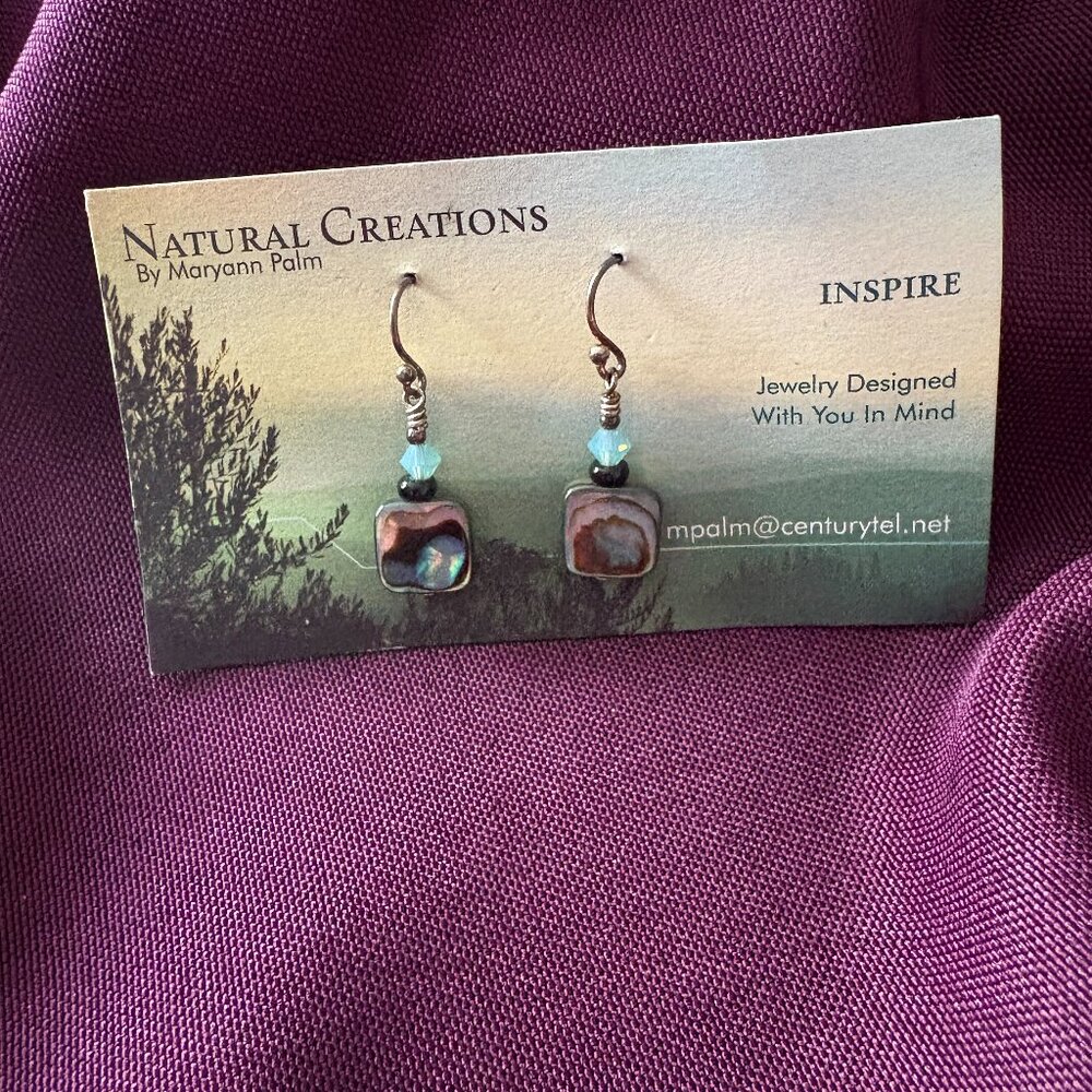 Maryann Palm Abalone Square Dangle Earrings {NWT}